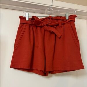 BP High Waist Red Shorts with Tie Belt